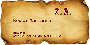 Kopsa Marianna névjegykártya